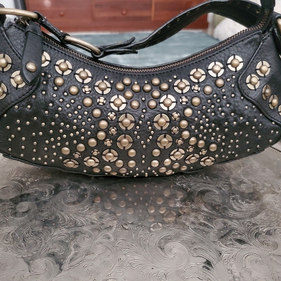 Cole Haan purse black stud leather Harley Davidson - Picture 6 of 17